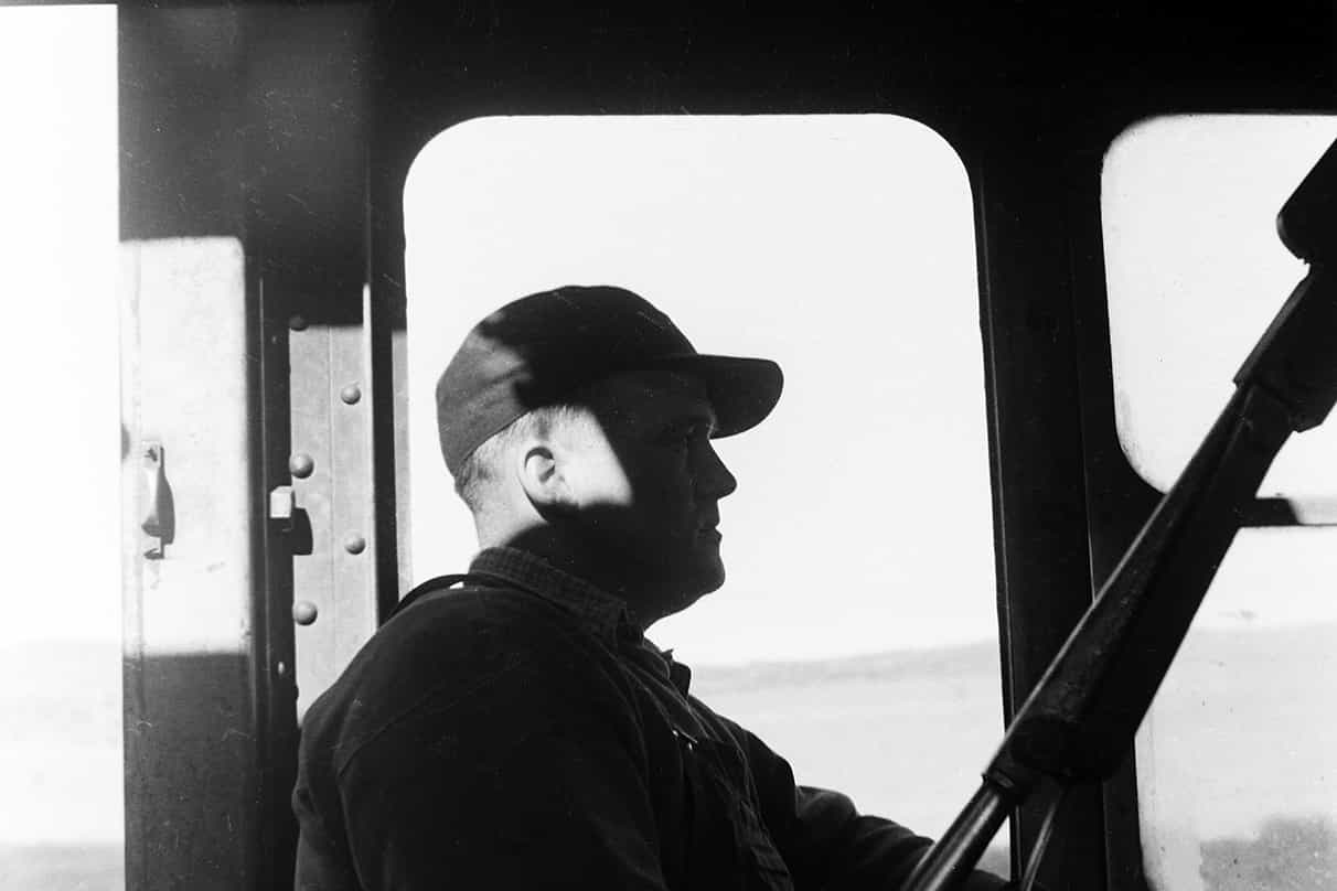 Peterborough engineman Lionel Noble in the cab of a 400 Class ...